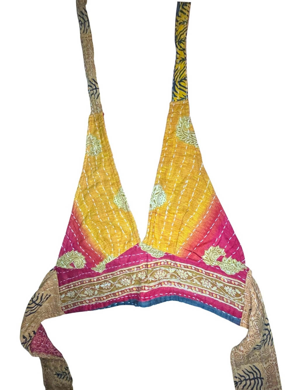 Karma Nepal Crafts Kantha Boho Halter Top OS - Picture 12 of 13